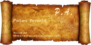 Petes Arnold névjegykártya